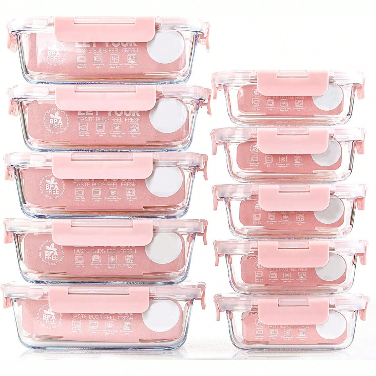 Food Storage Oven Safe - Conjunto de 10 Recipientes de Vidro