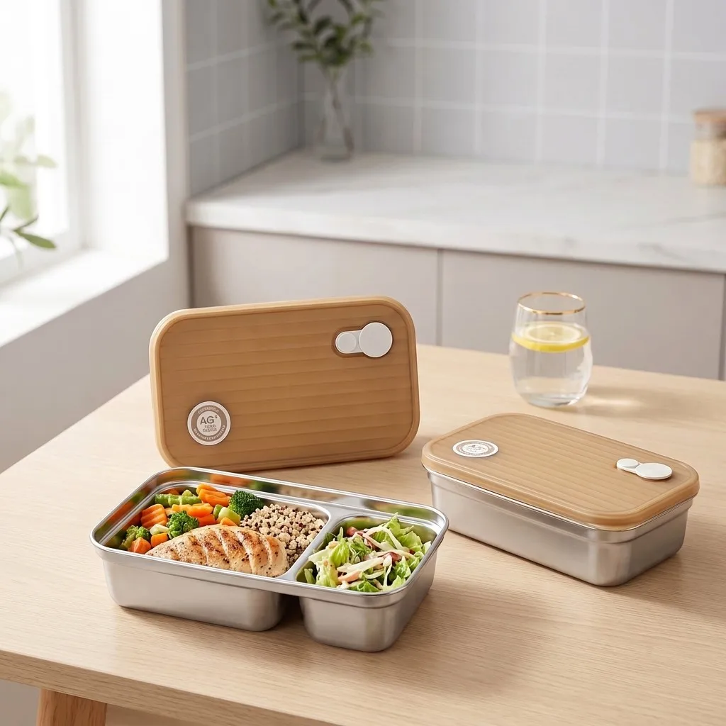 Food Storage With Dividers - Caixa de lanche em aço inoxidável